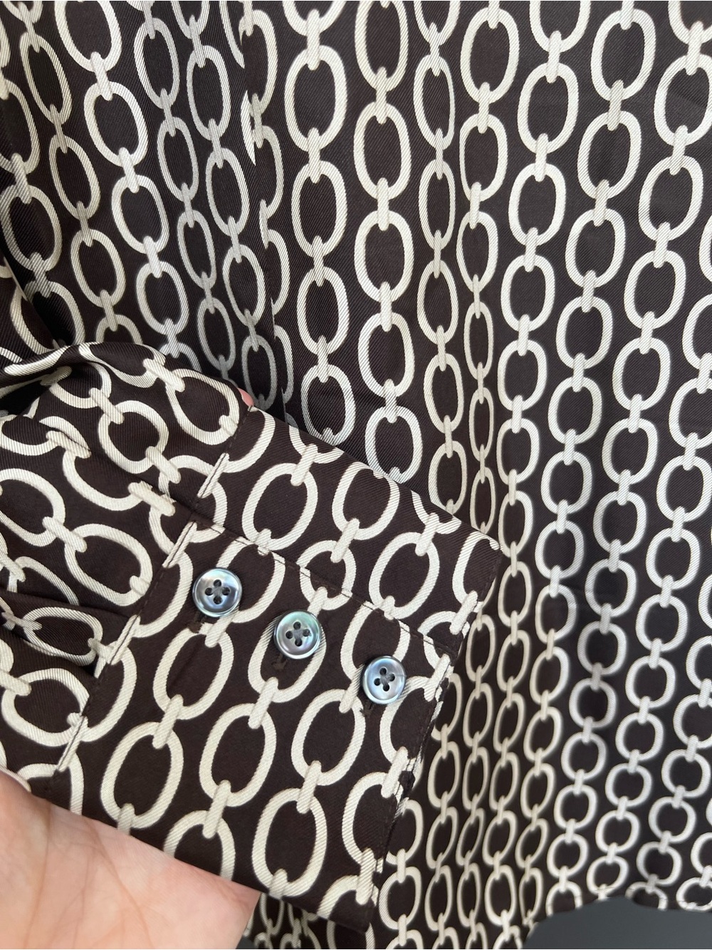 Ann Taylor Chain-Print Button-Front Blouse - Picture 6 of 6